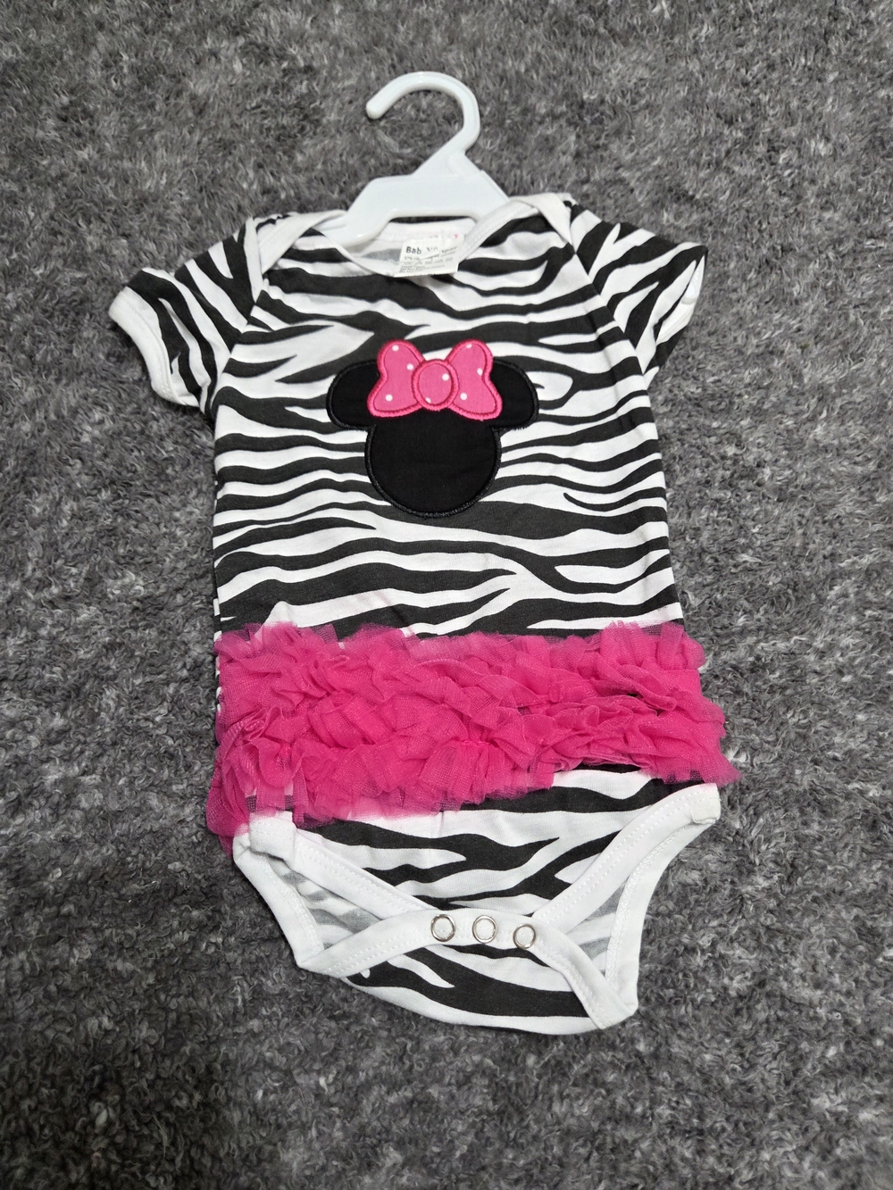 Baby One-Piece Zebra Print Bodysuit with Pink Ruffle & Bow